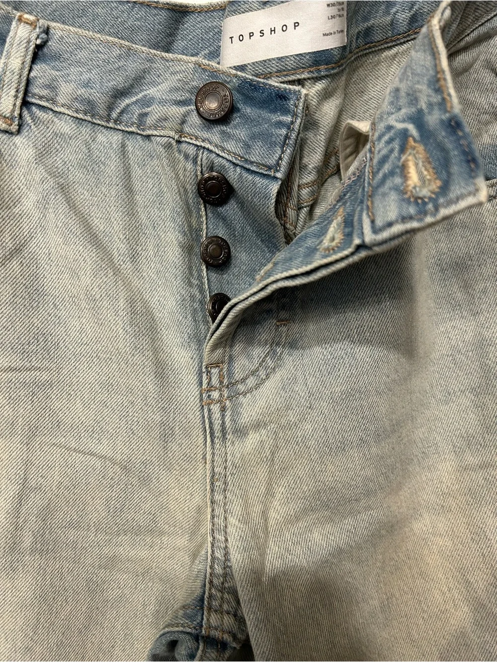 Topshop Pale Blue Straight Leg Jeans